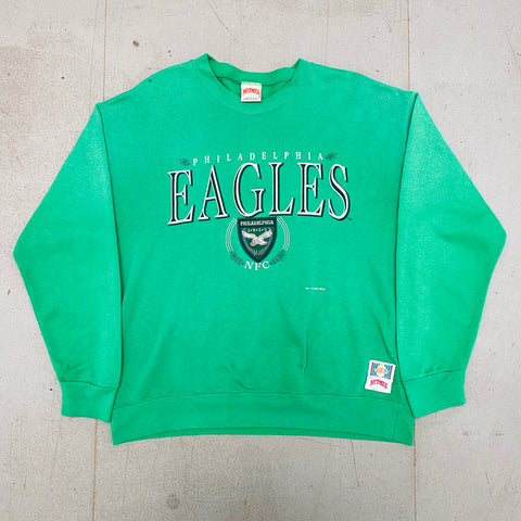 Philadelphia Eagles: 1993 Nutmeg Mills Graphic Spellout Sweat (L/XL)