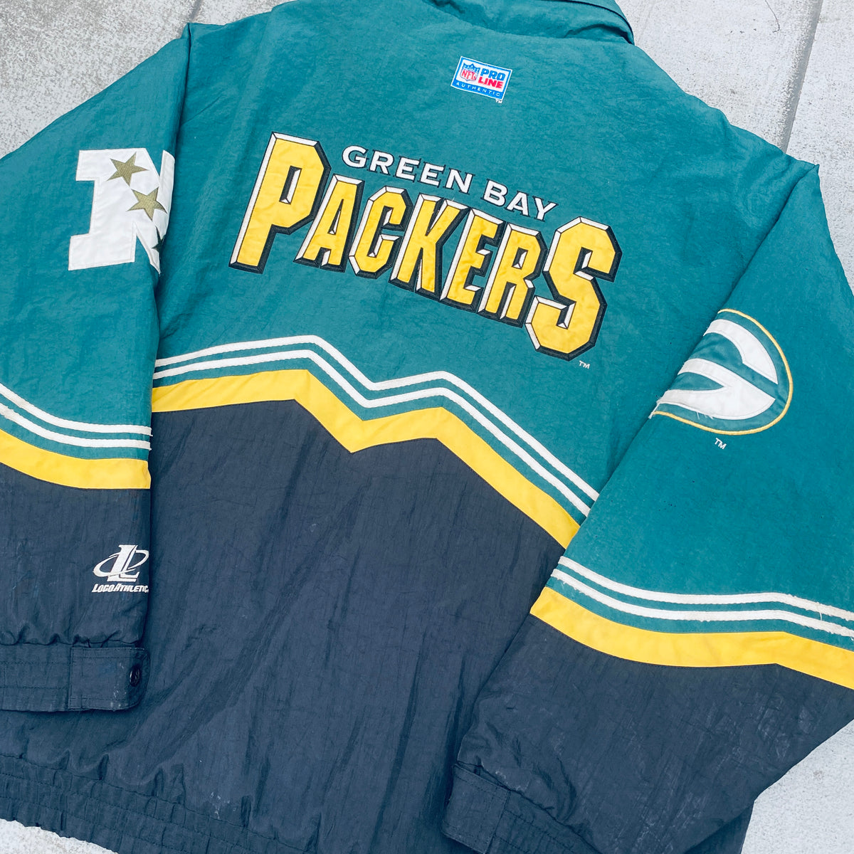 Vintage Green Bay Packers Jacket Logo Athletic Pro Line Coat NFL Large 90s