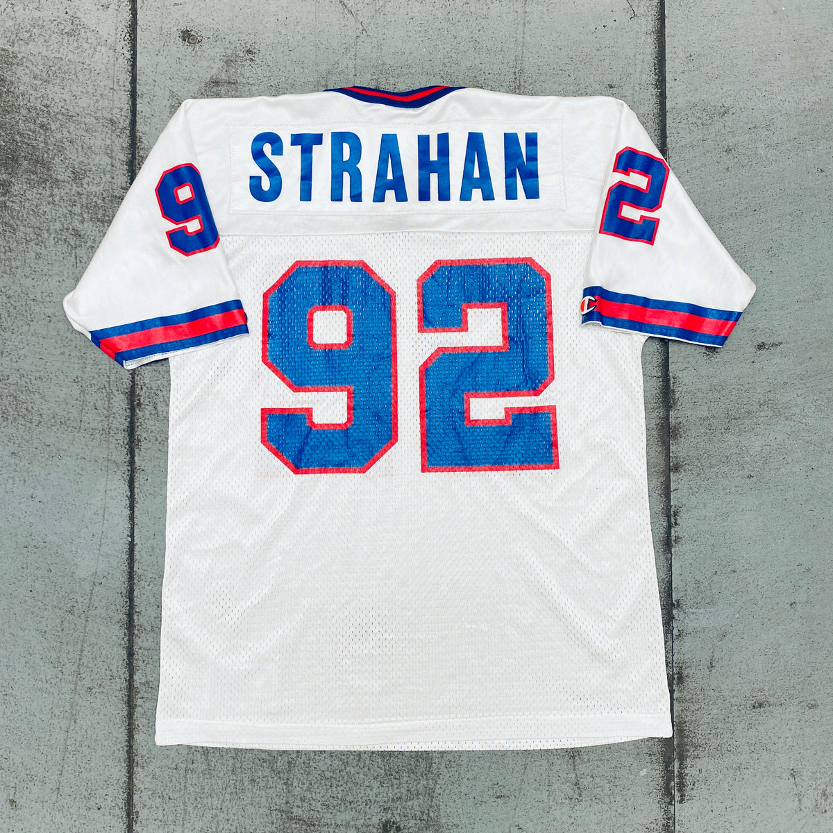 1997 Michael Strahan Game Worn New York Giants Jersey Photo