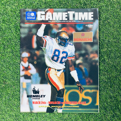 Game Time Official Match Programme, Monarchs vs Frankfurt Galaxy, 28 March 1992