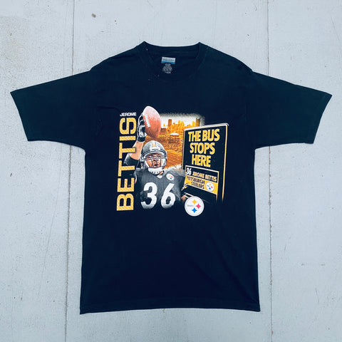 Pittsburgh Steelers: 2005 Reebok Jerome Bettis "The Bus Stops Here" All Over Graphic Tee (M/L)