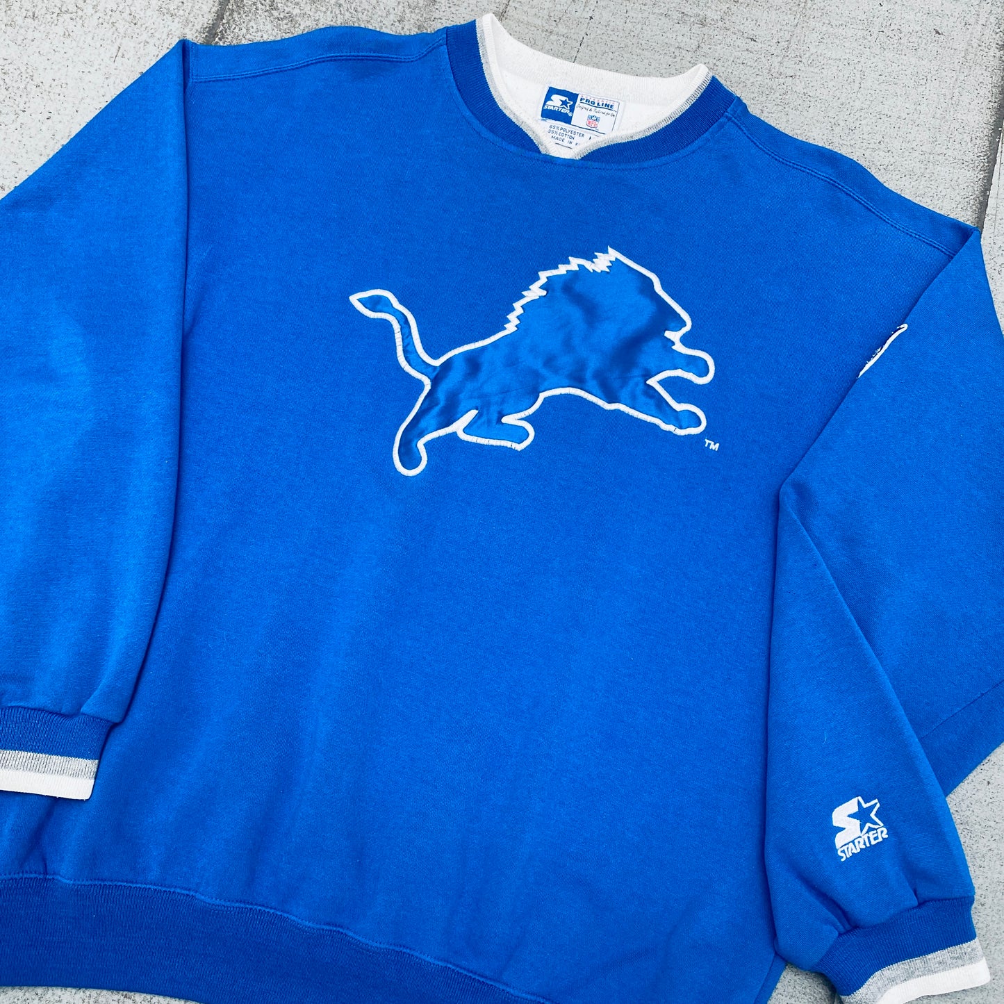 Detroit Lions: 1990's Embroidered Logo Proline Starter Sweat (M/L)