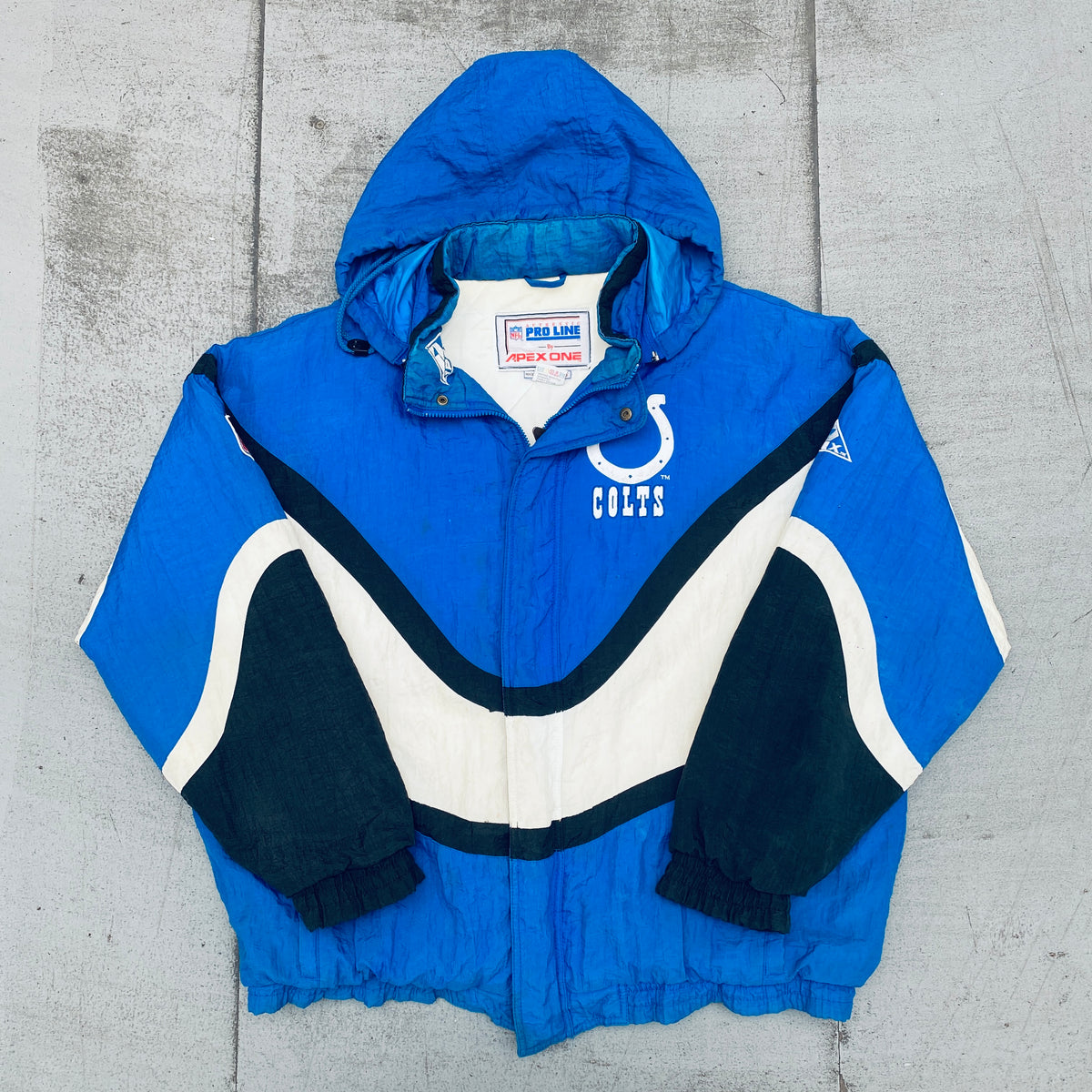 Indianapolis Colts: 1990's Apex One Ice Cream Man Wave Proline Fullzip –  National Vintage League Ltd.