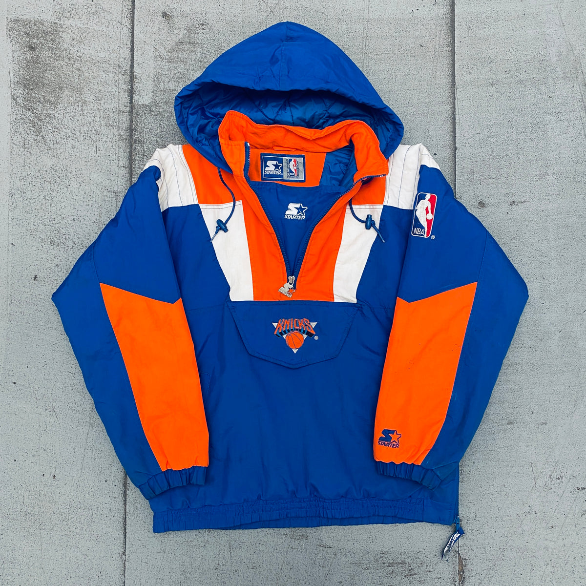 Starter Blue New York Knicks Hooded Nylon Full-Zip Jacket