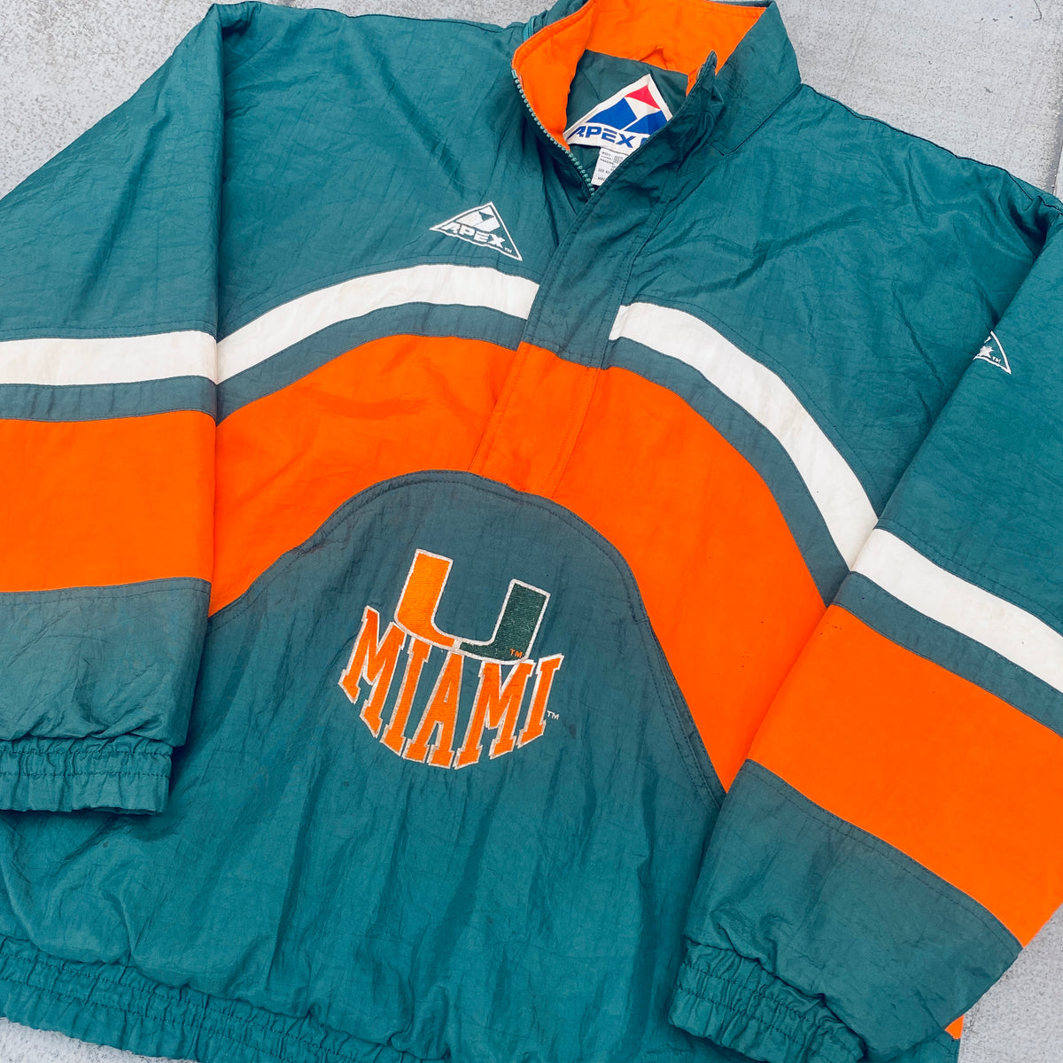 Vintage 90s Blue, Orange + White Starter Miami Dolphins NFL Spell-Out