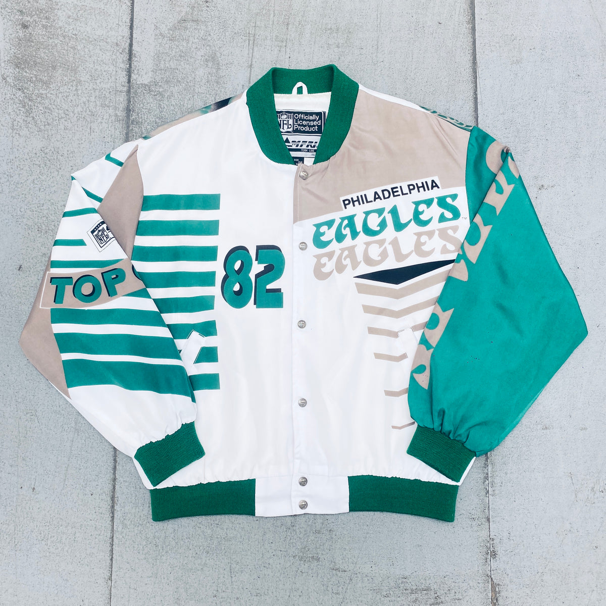 90's Philadelphia Eagles Lee Denim NFL Varsity Bomber Jacket Size