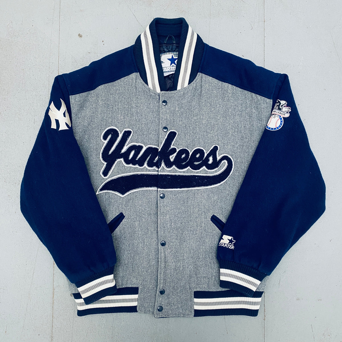 New York Yankees: 1990's Wool Stitched Script Spellout Fullzip Starter –  National Vintage League Ltd.