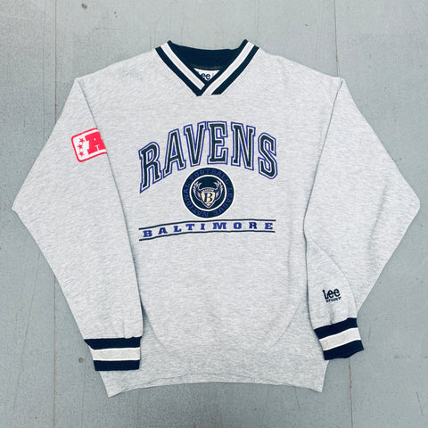 Baltimore Ravens: 1996 Lee Sport "Old Logo" Embroidered Spellout Sweat (M/L)