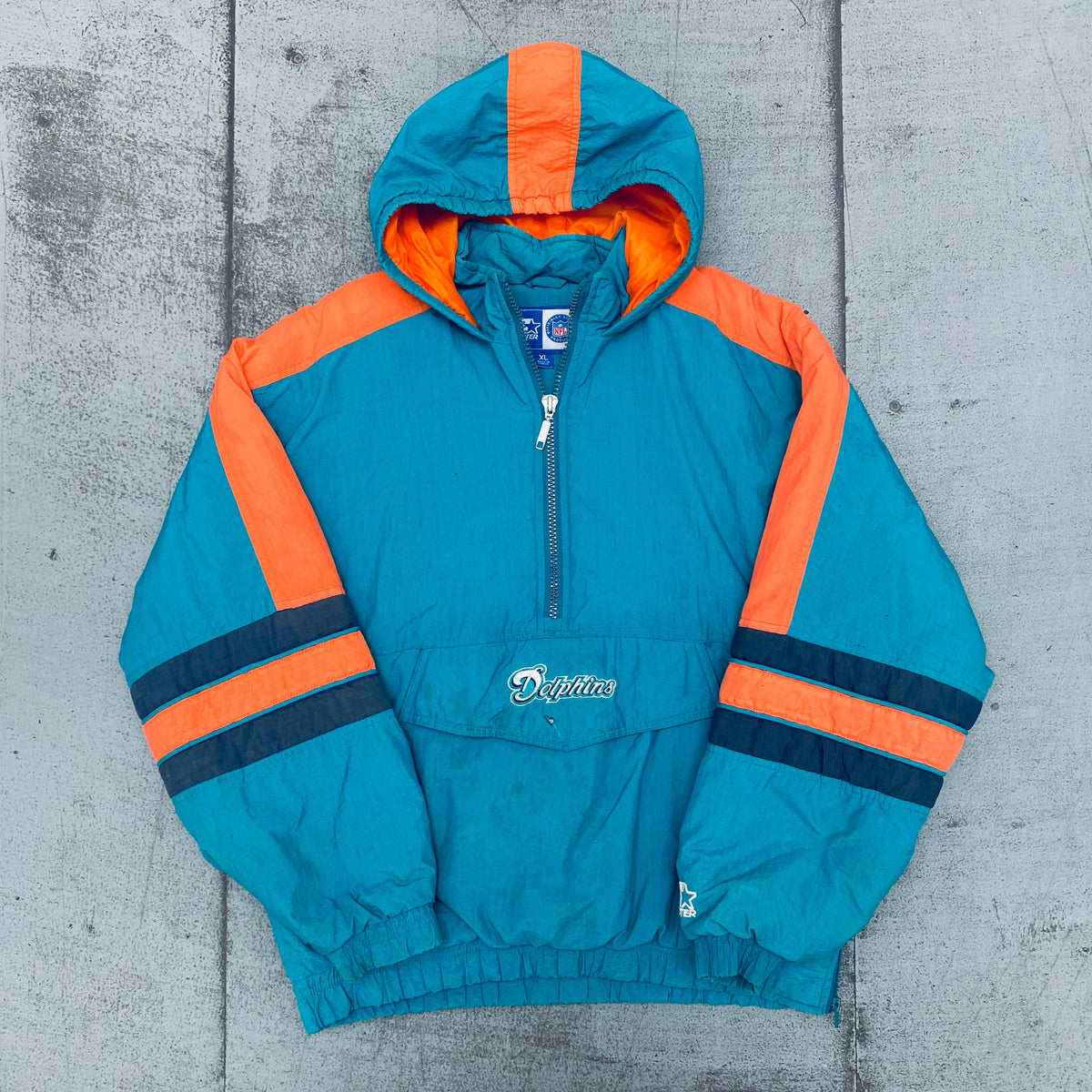 Miami Dolphins: 1990's Leather Fullzip Split Back Starter Jacket (L/XL –  National Vintage League Ltd.