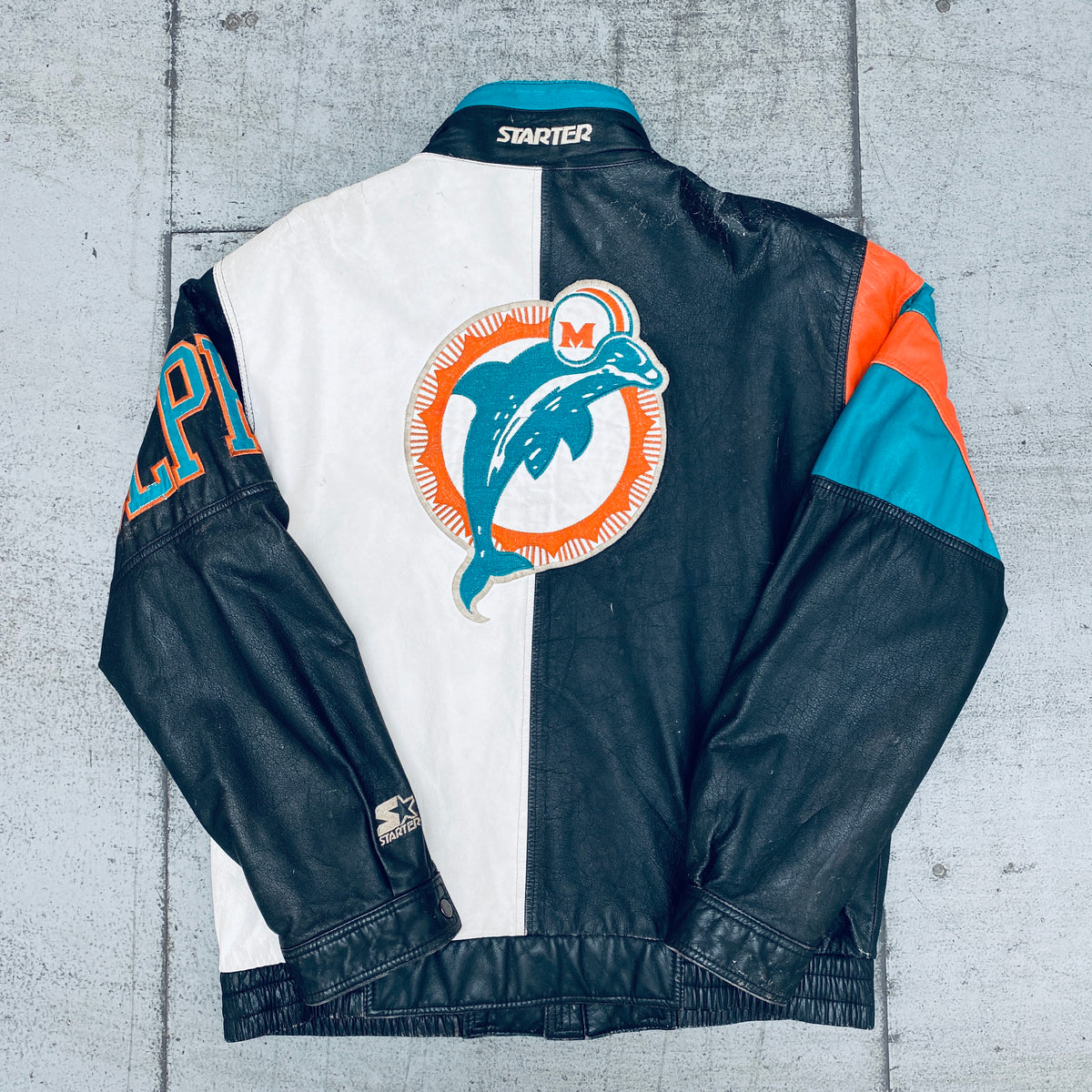 Rare Miami Dolphins Pro Line Starter Leather Jacket (L)