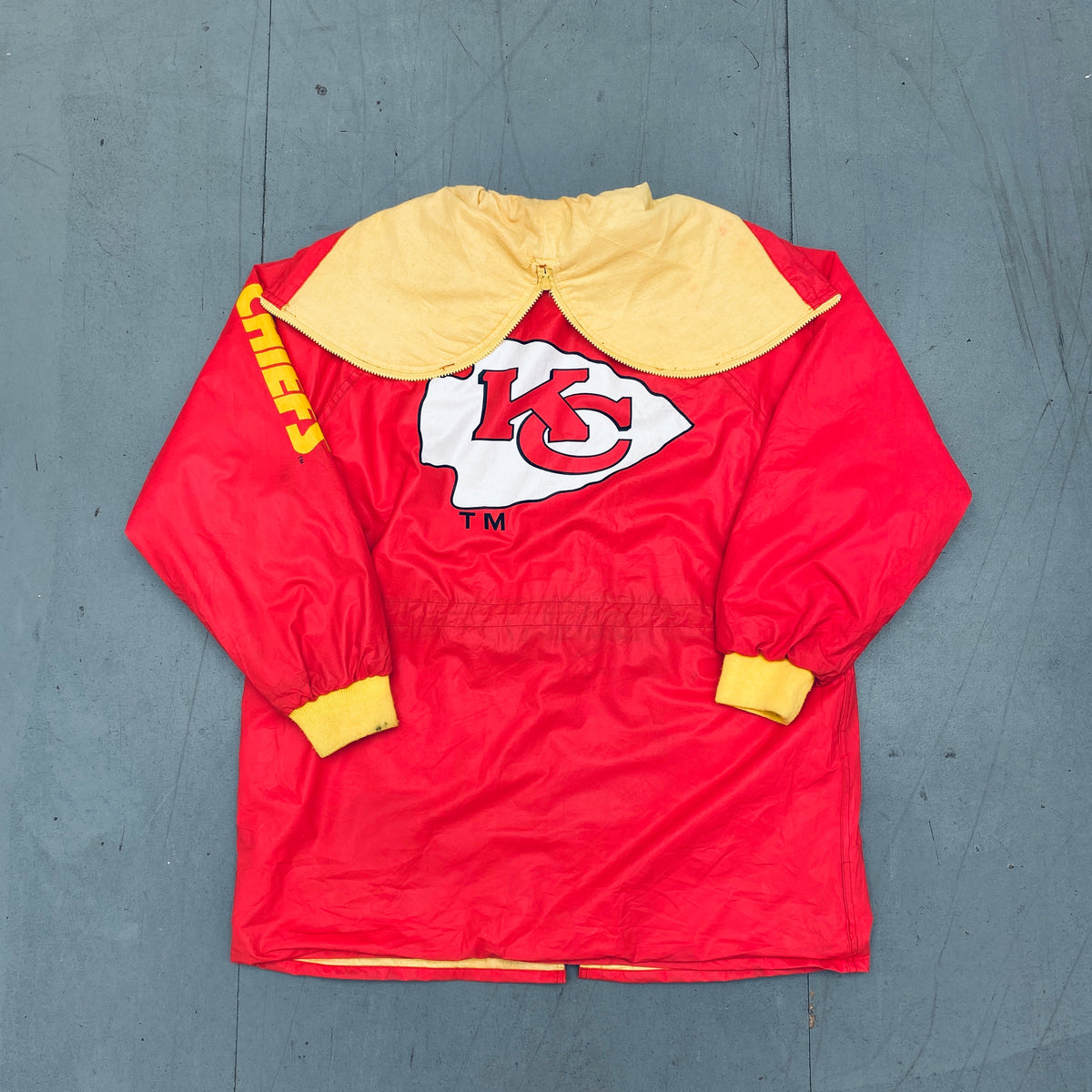 Kansas City Chiefs: 1990's Fullzip Waterproof Rain Mac (L