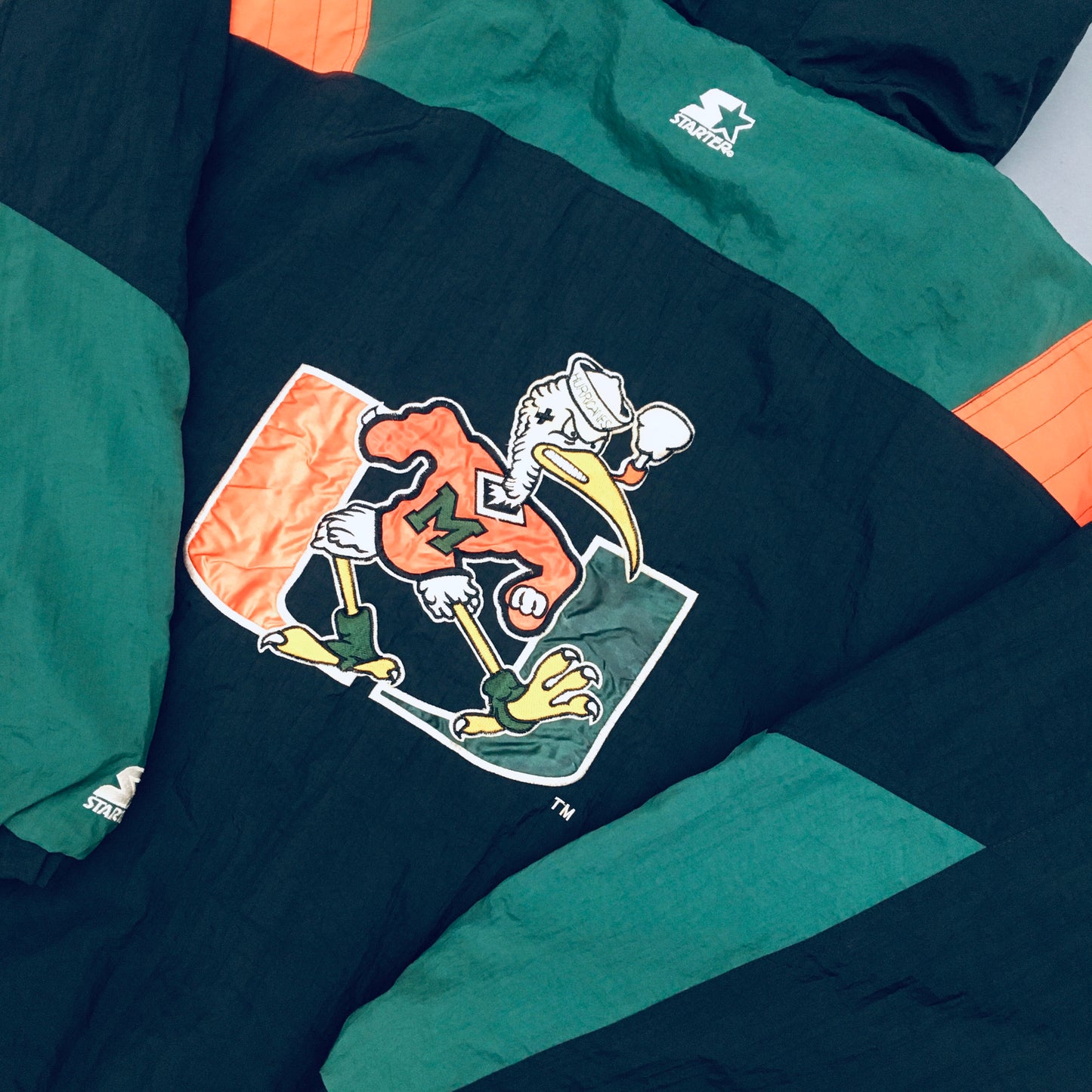 Miami Hurricanes: 1990's Blackout 1/4 Zip Starter Breakaway Jacket (XXL)