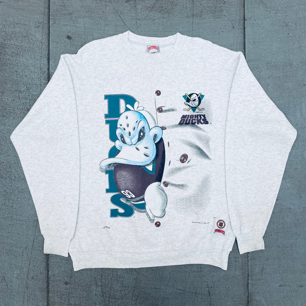 Anaheim Mighty Ducks 1990's Vintage NHL Crewneck Sweatshirt White / M