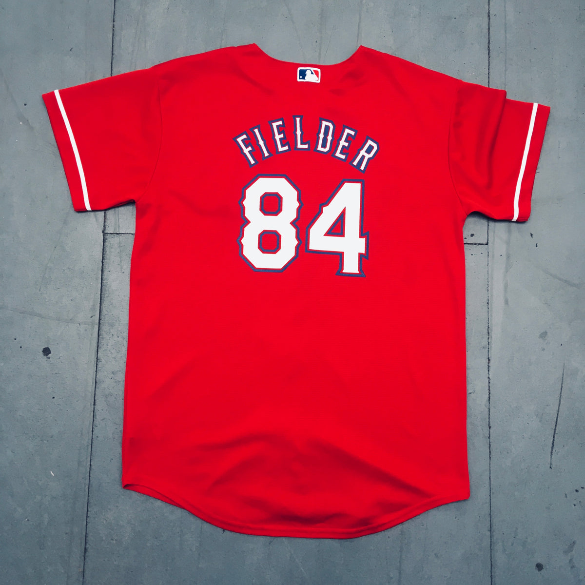 MLB Texas Rangers Prince Fielder Blue Jersey 84 Shirt Mens L Majestic