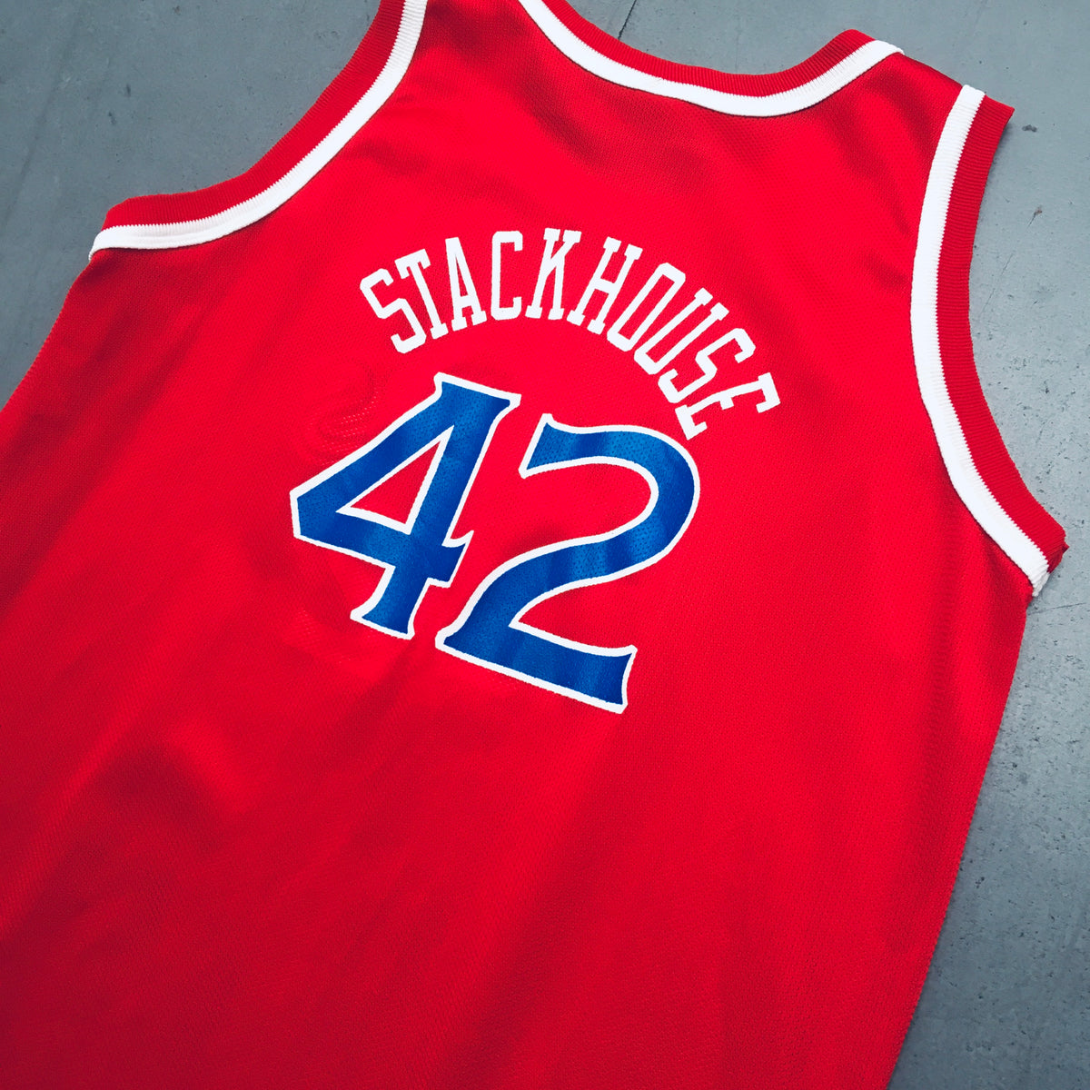 Philadelphia 76ers: Jerry Stackhouse Rookie 1995/96 Red Champion Jerse –  National Vintage League Ltd.