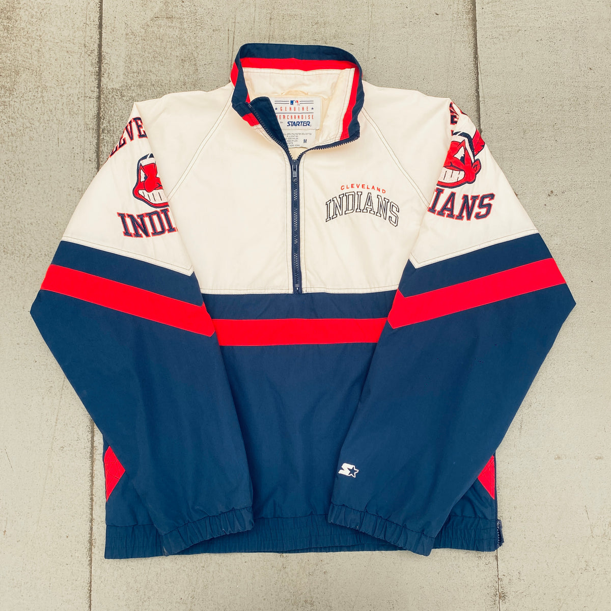 Cleveland Indians: 1990's 1/4 Zip Dugout Starter Jacket (M/L