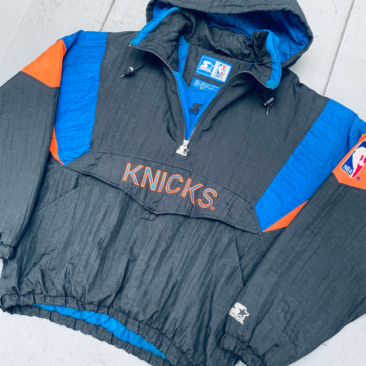 New York Knicks: 1990's Blackout 1/4 Zip Starter Breakaway Jacket (XL) –  National Vintage League Ltd.