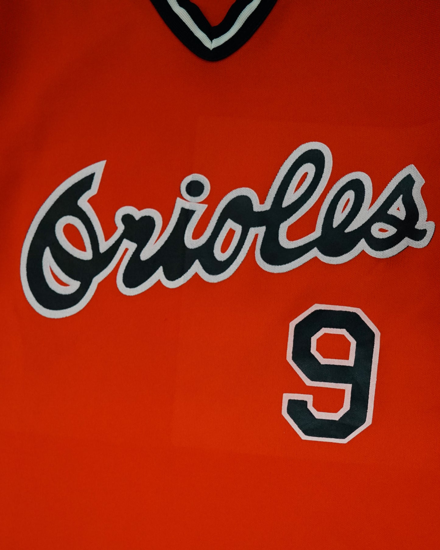 Baltimore Orioles: 1989 No. 9 Brady Anderson Orange V-Neck Jersey (L)