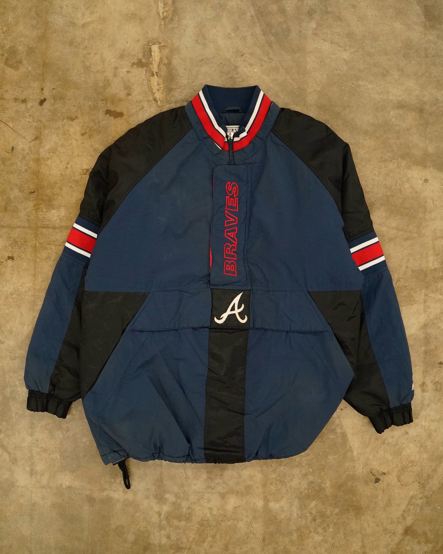 Atlanta Braves: 1990's 1/4 Zip Embroidered Starter Jacket XL