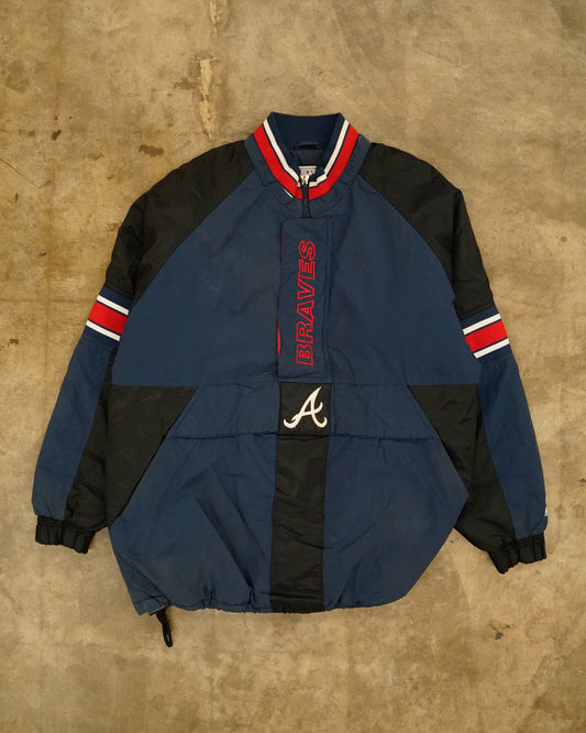 Atlanta Braves: 1990's 1/4 Zip Embroidered Starter Jacket XL