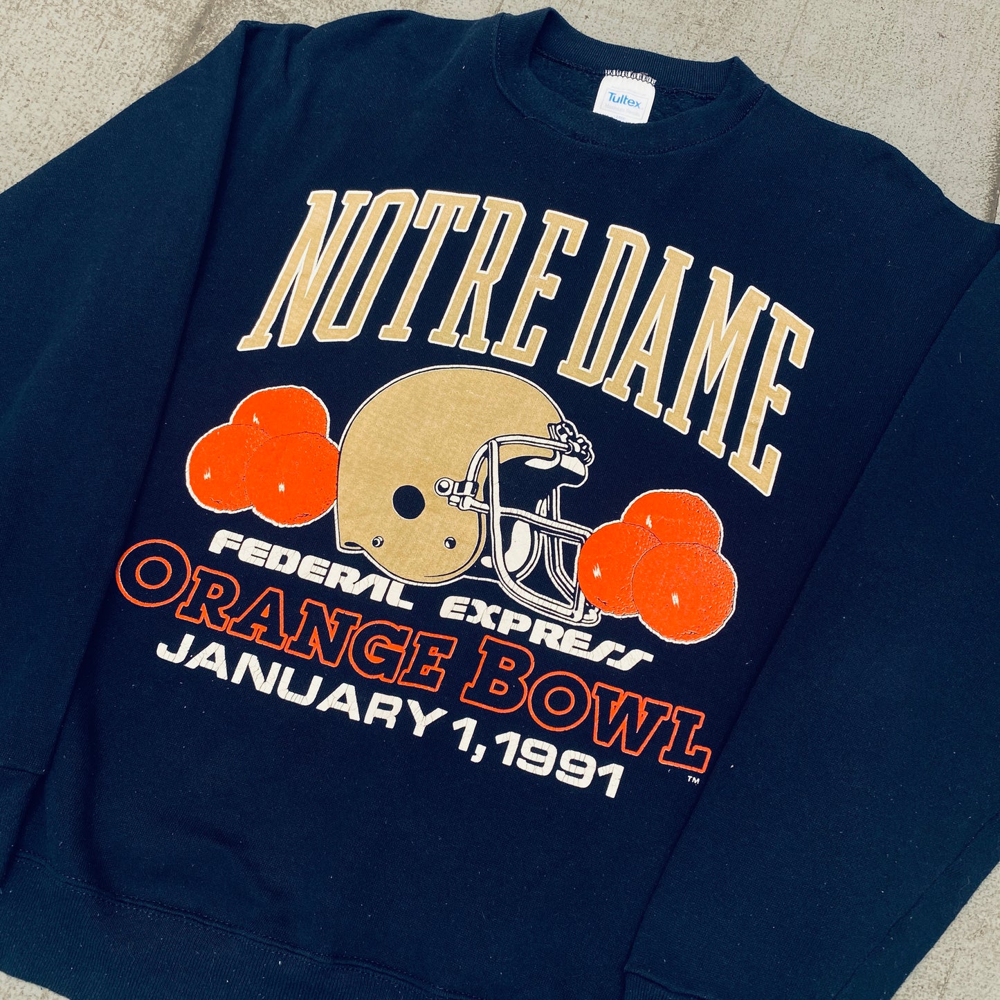 Notre Dame Fighting Irish: 1991 Orange Bowl Graphic Spellout Sweat (L)