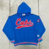 Chicago Cubs: 1990's Stitched Script Spellout Starter Hoodie (L/XL)