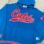 Chicago Cubs: 1990's Stitched Script Spellout Starter Hoodie (L/XL)