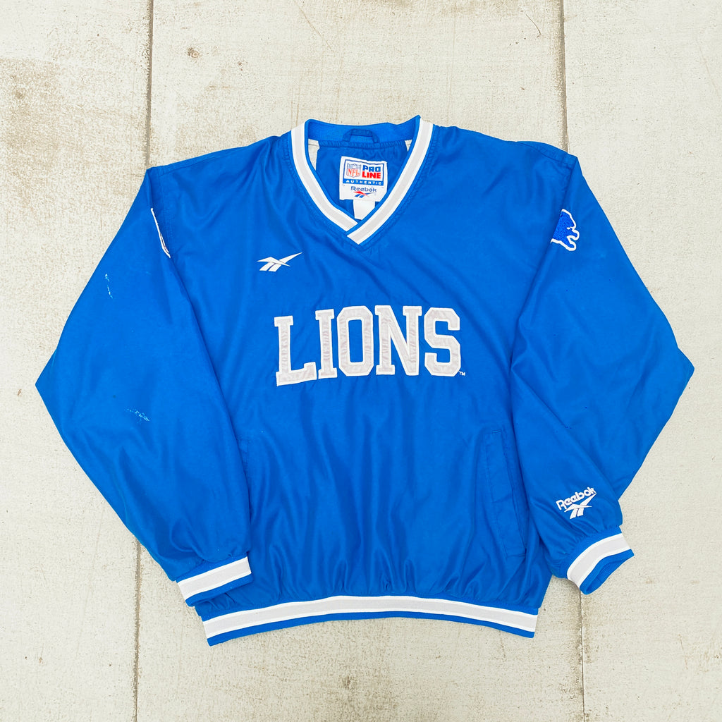 Detroit Lions: 1990's Reebok Embroidered Spellout Proline Sideline
