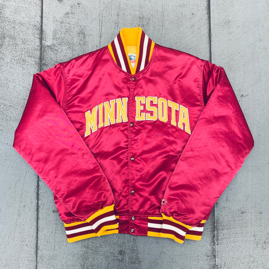 Minnesota Golden Gophers: 1980's Satin Spellout Starter Bomber Jascket (L)