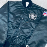 Los Angeles Raiders: 1980's Satin Reverse Spellout Proline Starter Bomber Jacket (M/L)