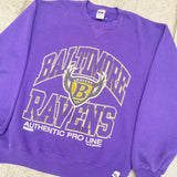 Baltimore Ravens: 1996 Russell Athletic "Old Logo" Proline Spellout Sweat (M)