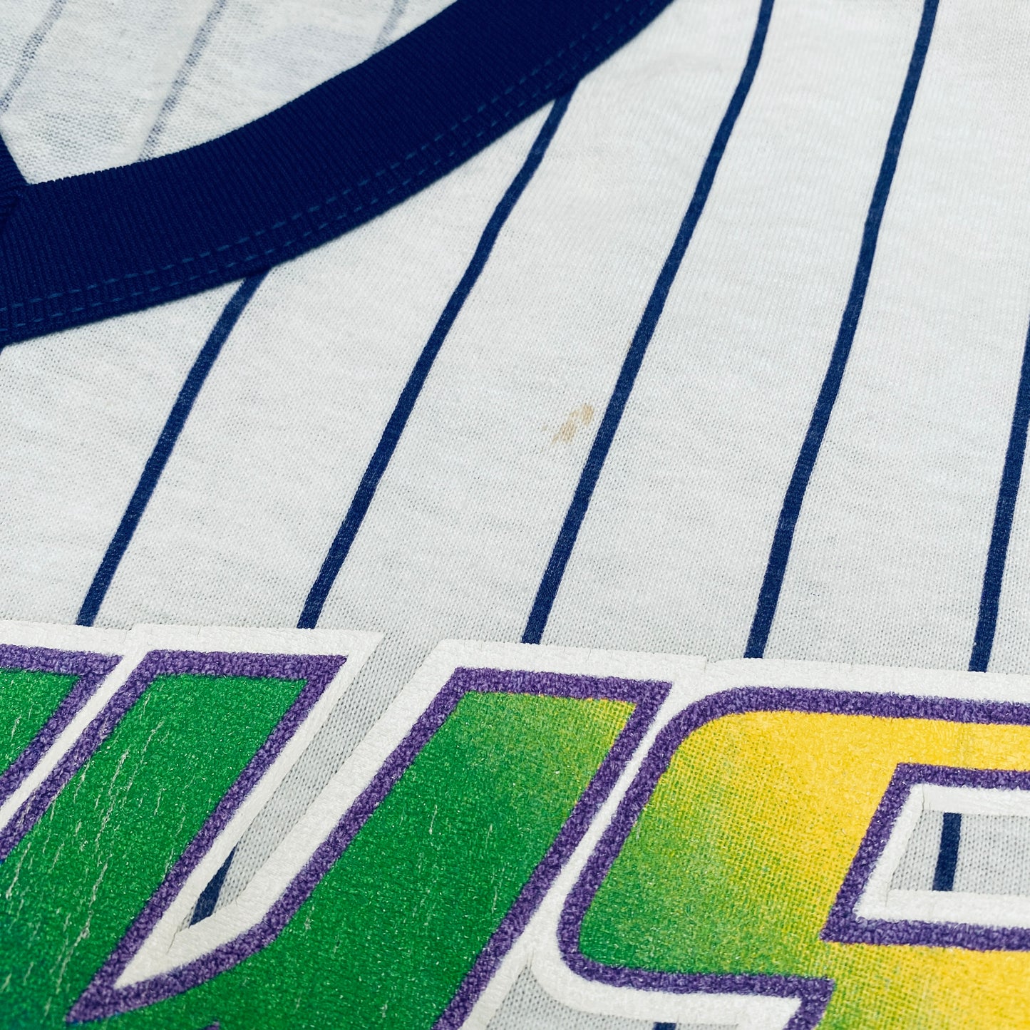 Tampa Bay Devil Rays: 1998 Inaugural Season Majestic Pinstripe Tee (L)