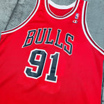 Chicago Bulls: Dennis Rodman 1995/96 Red Champion Jersey (XL)