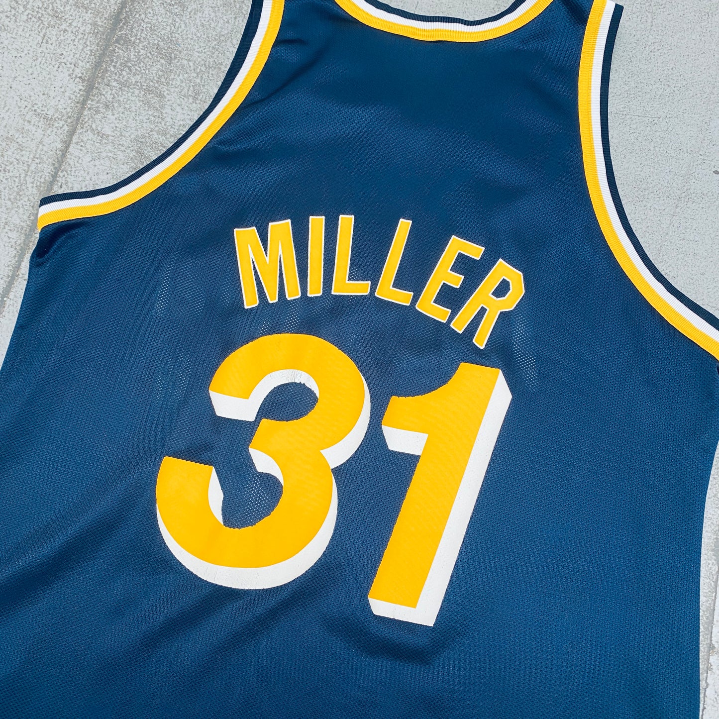 Indiana Pacers: Reggie Miller 1993/94 Navy Blue Champion Jersey (L/XL)