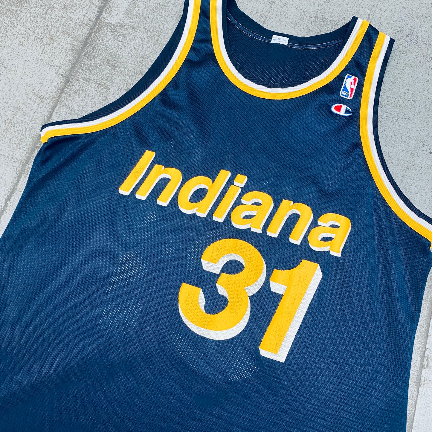 Indiana Pacers: Reggie Miller 1993/94 Navy Blue Champion Jersey (L/XL)