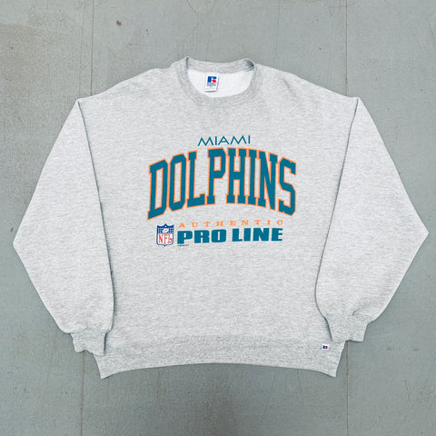 Miami Dolphins: 1994 Russell Athletic Graphic Spellout Proline Sweat (L/XL)