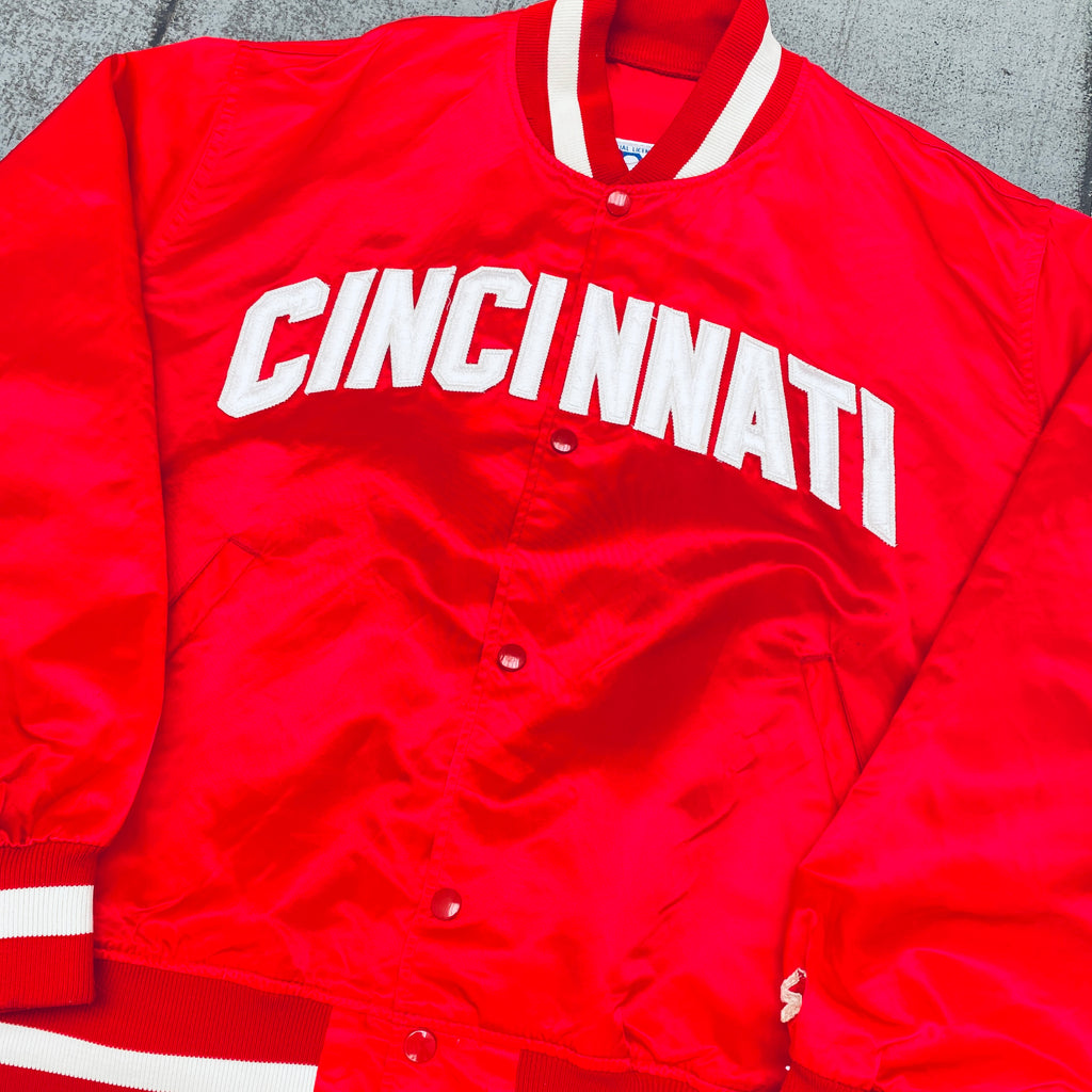 Cincinnati Reds: 1980's Satin Lightweight Starter Bomber Jacket