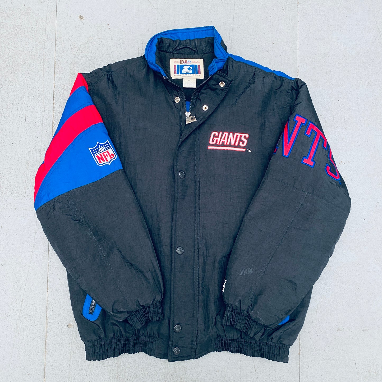 New York Giants: 1990's Blackout Fullzip Split Back Starter Jacket (M)