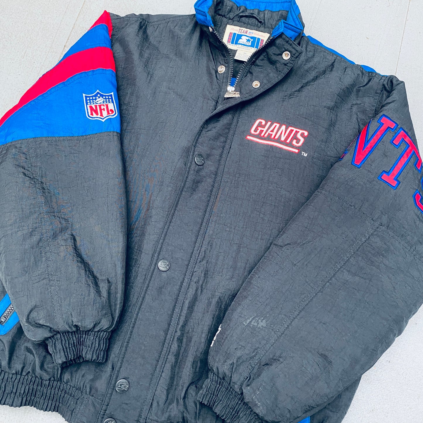 New York Giants: 1990's Blackout Fullzip Split Back Starter Jacket (M)