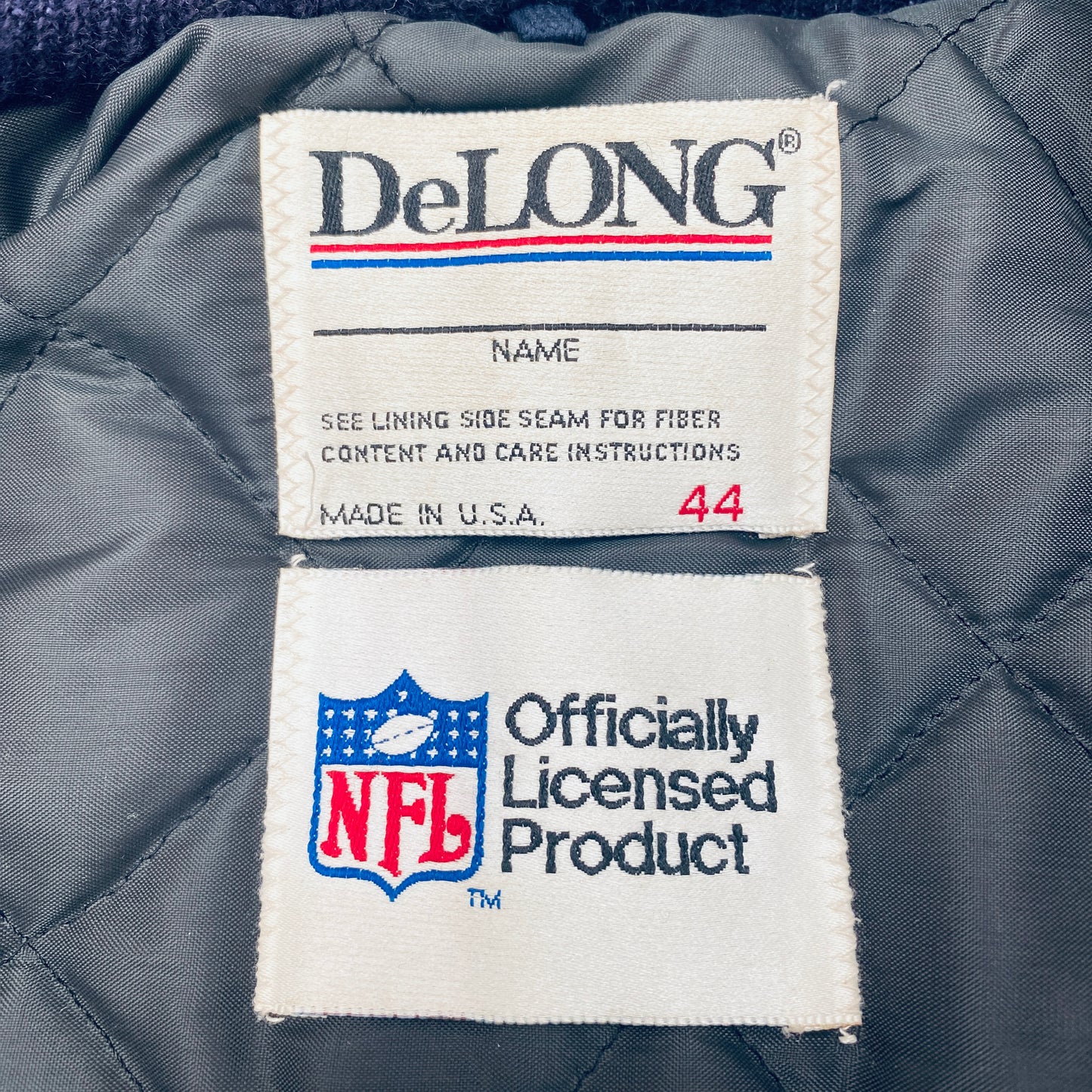 Minnesota Vikings: 1980's DeLong Leather Sleeve Woollen Varsity Jacket w/ NFC Champs Patch (L)