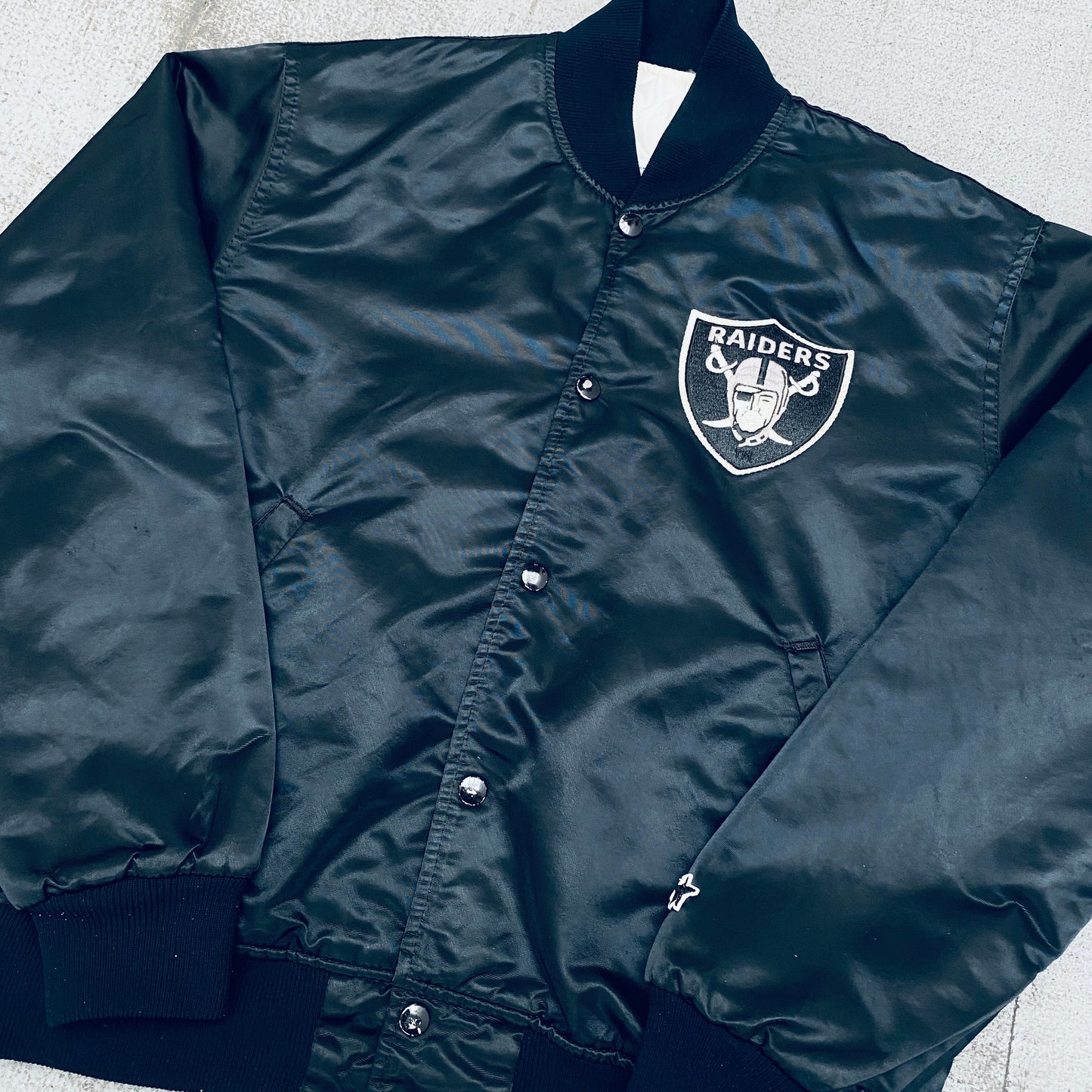 Los Angeles Raiders: 1980's Satin Proline Starter Bomber Jacket (M)