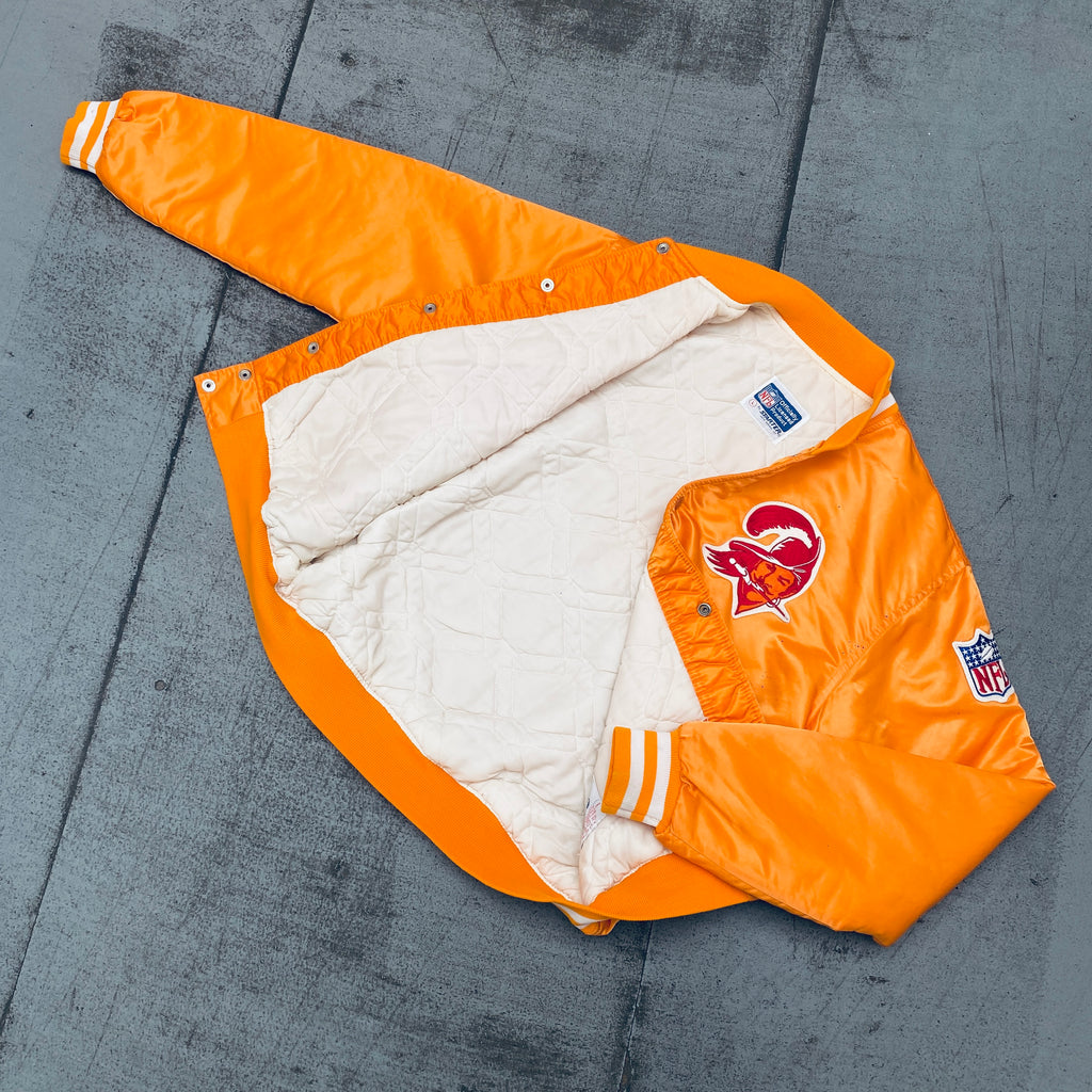 Vintage 1990s Tampa Bay TB Buccaneers Bucs Old Logo Creamsicle Kangaroo Style Starter Jacket Puffer - XL