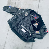 Baltimore Ravens: 2001 Super Bowl XXXV Champions Leather Sleeve Woollen Jeff Hamilton Varsity Jacket (M/L)