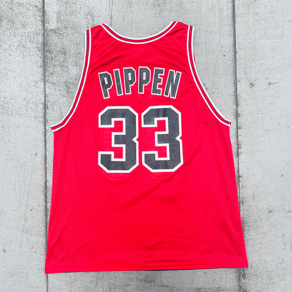 Chicago Bulls: Scotty Pippen 1995/96 Red Champion Jersey - The