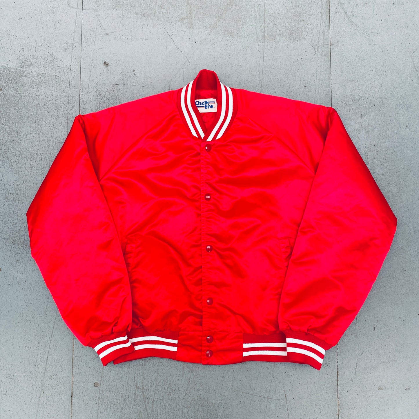 THE Ohio State Buckeyes: 1990's Chalk Line Satin Stitched Spellout Bomber Jacket (L)