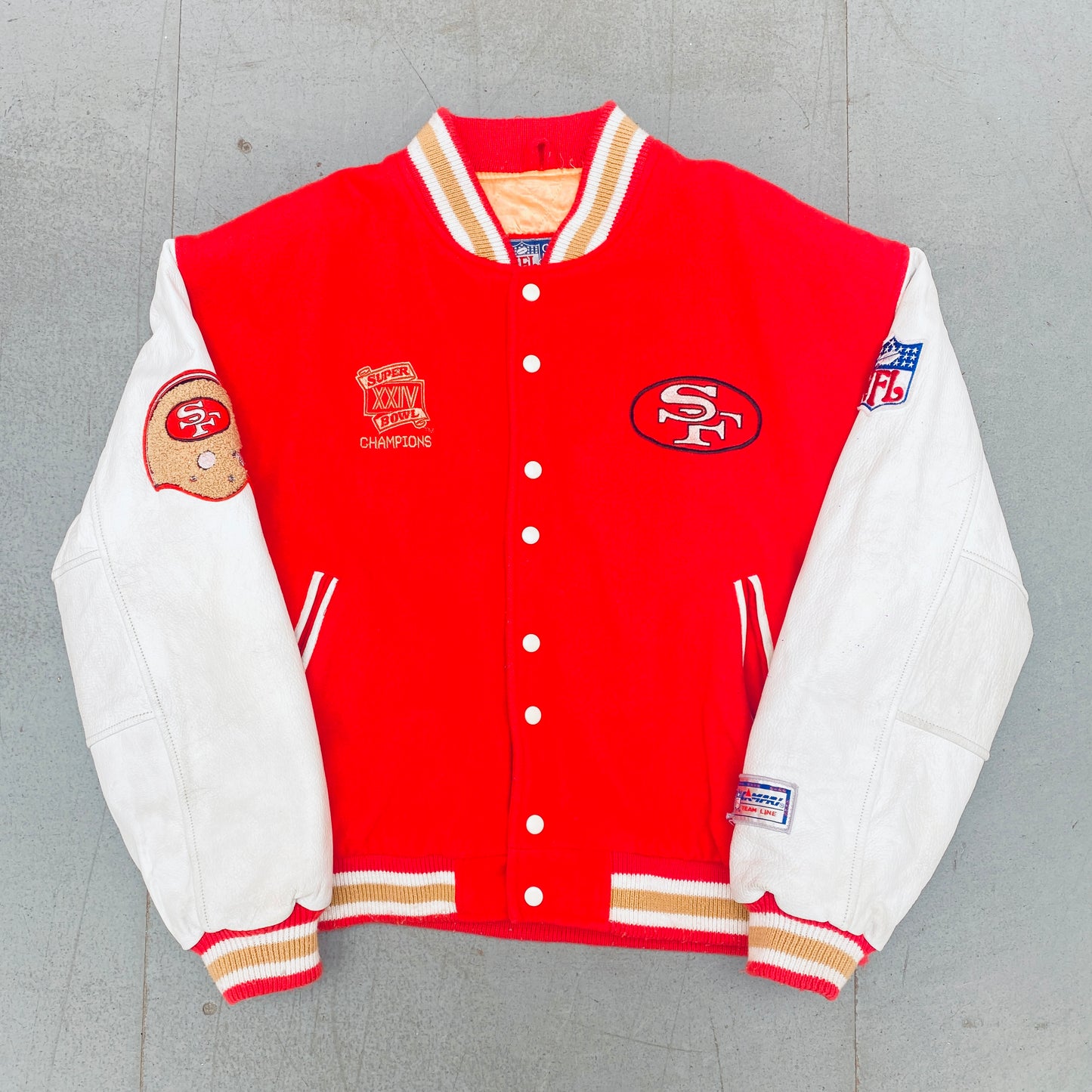 San Francisco 49ers: 1990 Campri Super Bowl XXIV Champions Wool Bomber Jacket (XL)