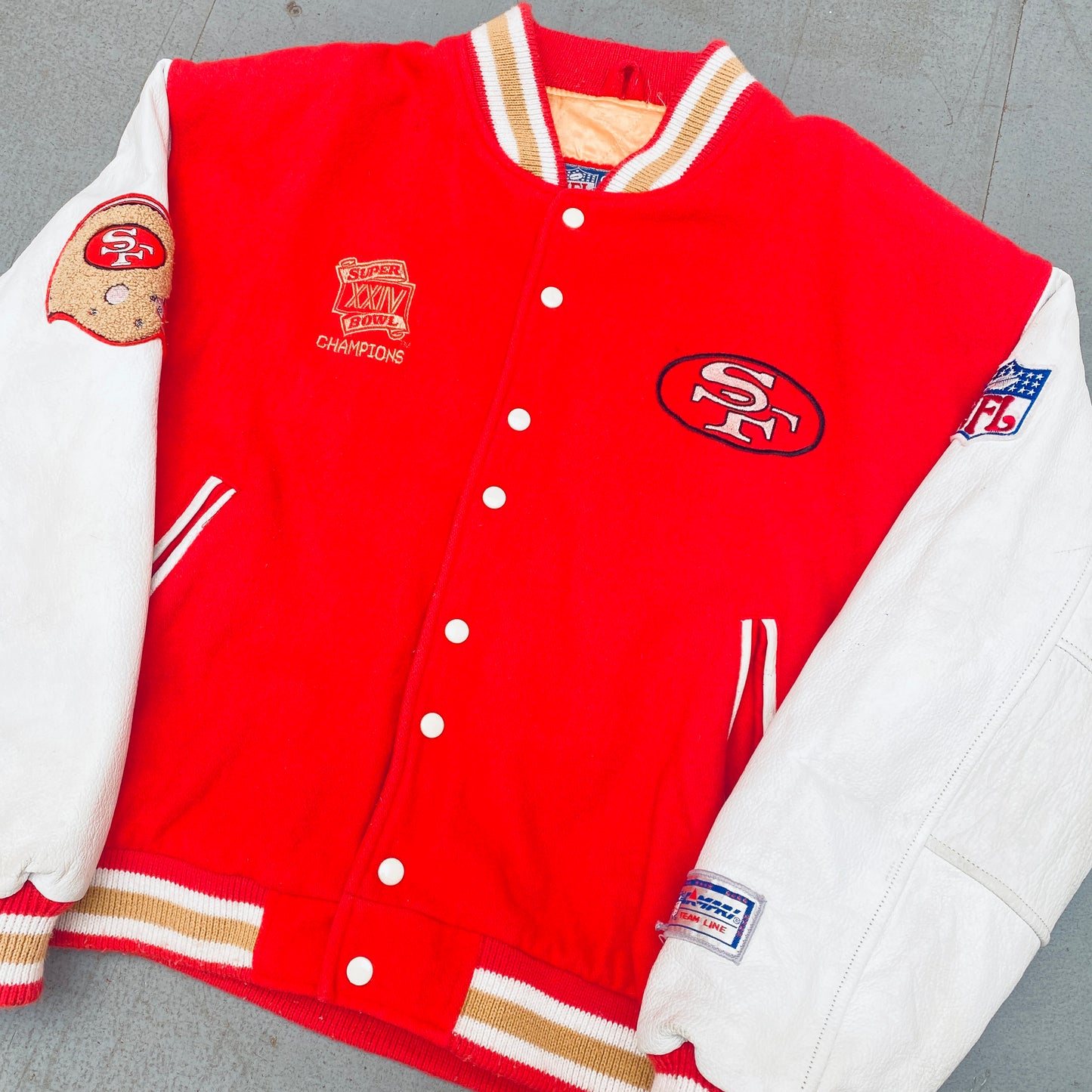 San Francisco 49ers: 1990 Campri Super Bowl XXIV Champions Wool Bomber Jacket (XL)