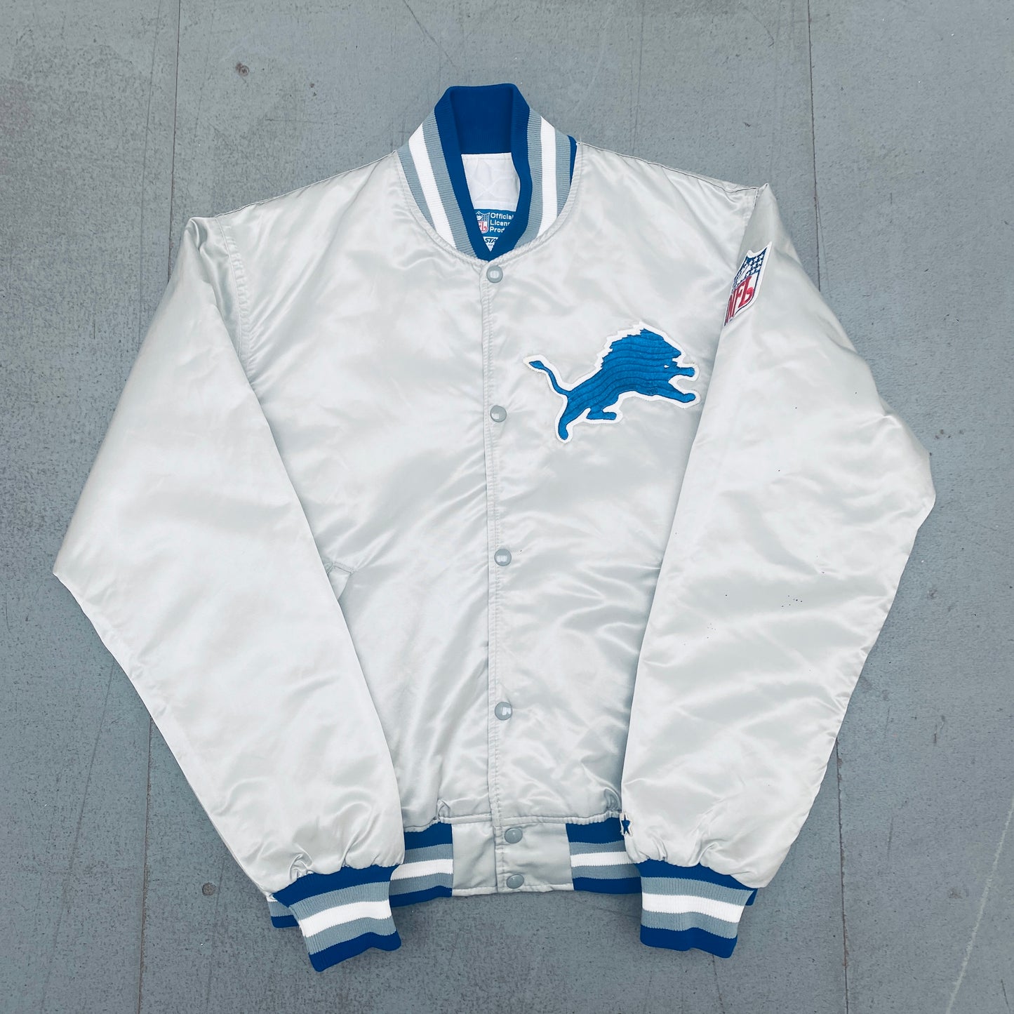 Detroit Lions: 1980's Satin Starter Bomber Jacket (L)