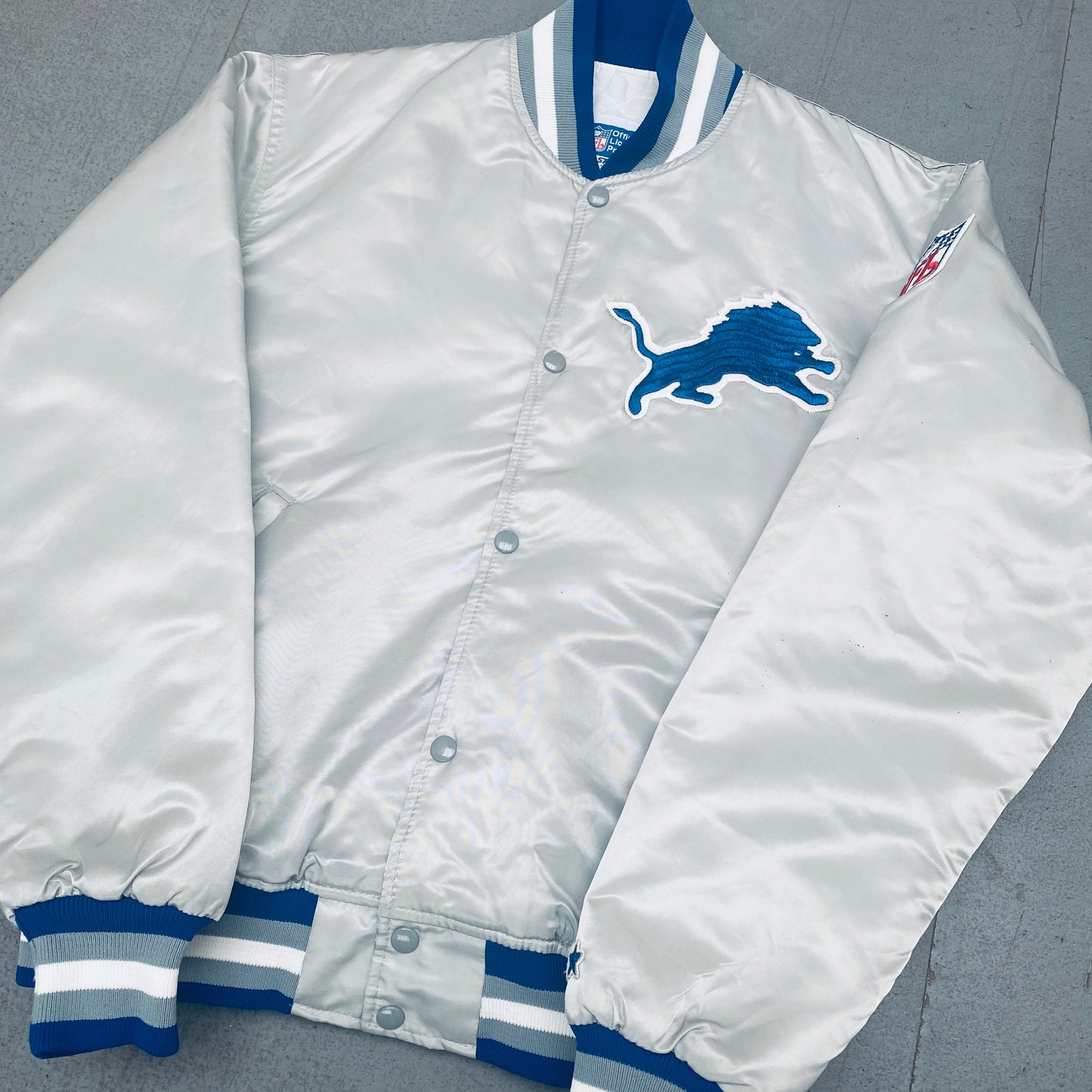 Detroit Lions: 1980's Satin Starter Bomber Jacket (L)