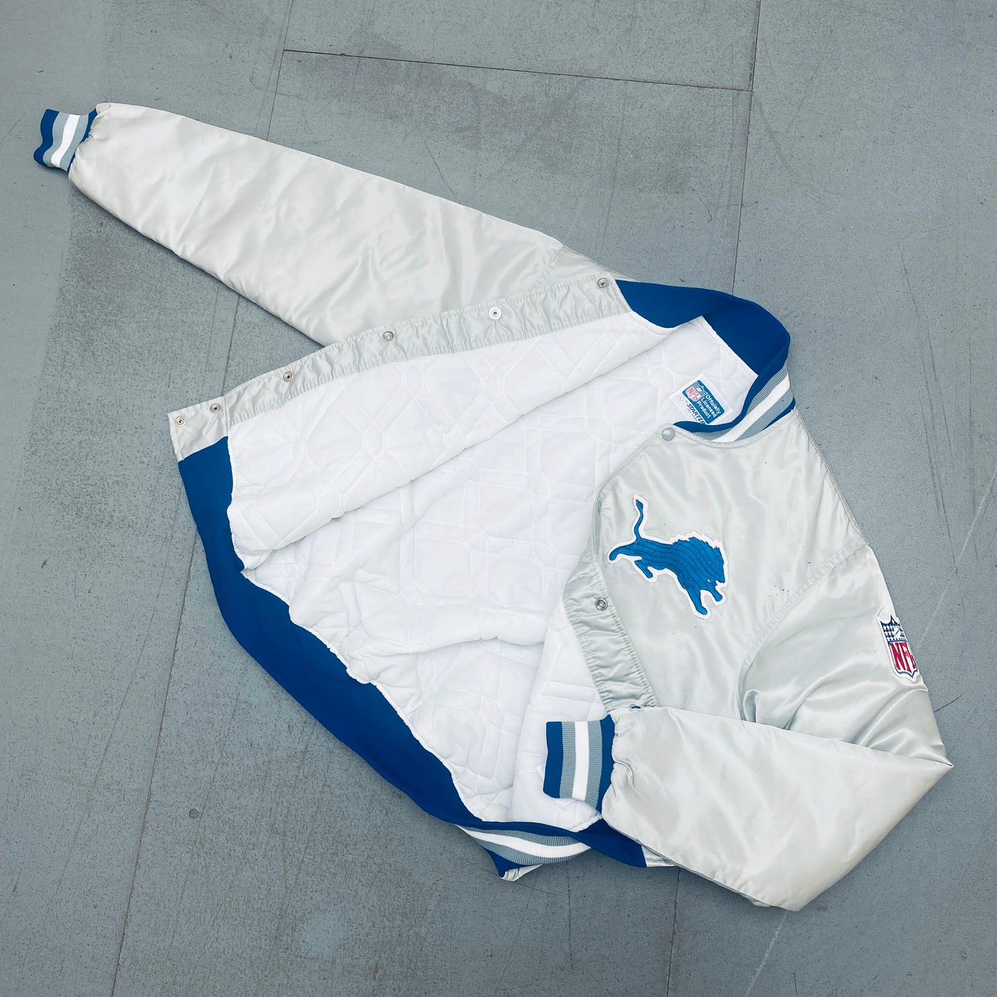 Detroit Lions: 1980's Satin Starter Bomber Jacket (L)